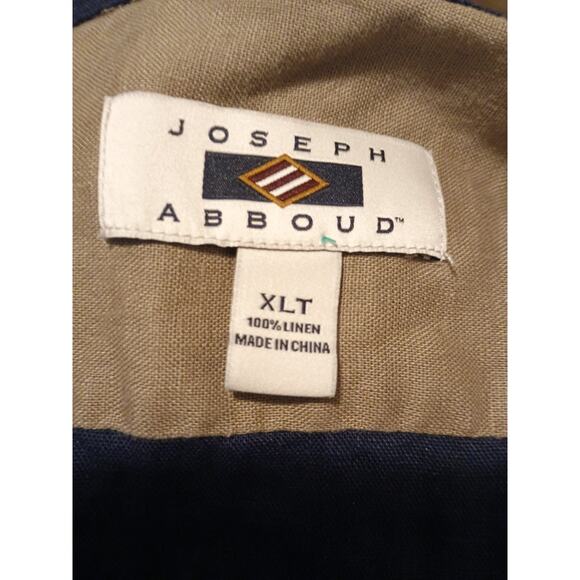 Joseph Abboud Navy 100% Linen Button Up Short Sleeve Shirt Men's Size XLT EUC - Picture 6 of 9